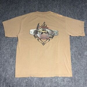 Y2K‎ Wakeboard Surf Graphic T Shirt Skater Tribal Flames Short Sleeve